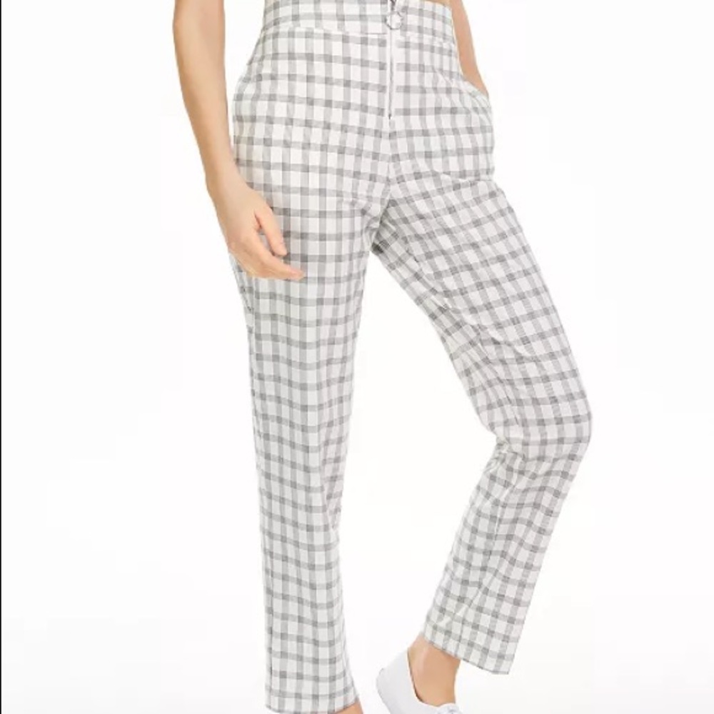 NWT Zip Up Plaid Pants Black & White - Picture 2 of 6